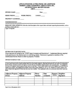FORM – ARB Application (type in) | Forest Lakes