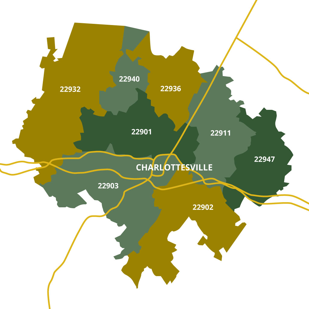 Charlottesville-VA-Zip-Code-Map | Forest Lakes